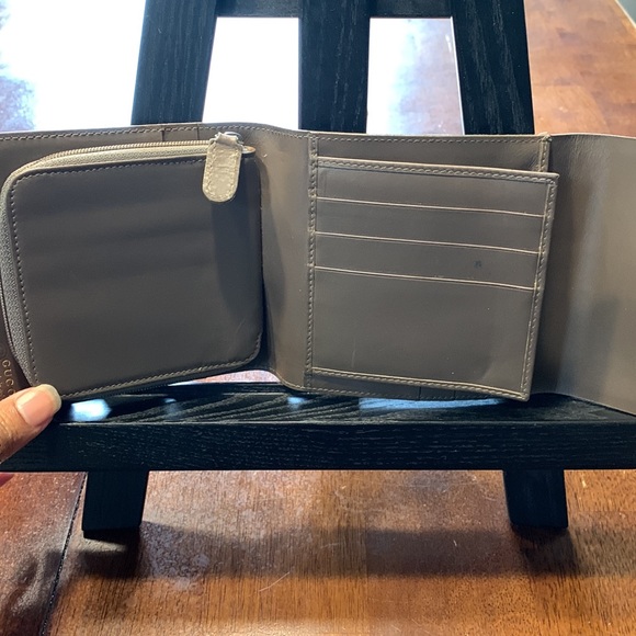 Rare Gucci Trifold Wallet w tortoiseshell snap closure & internal coin zip pouch - Picture 9 of 11